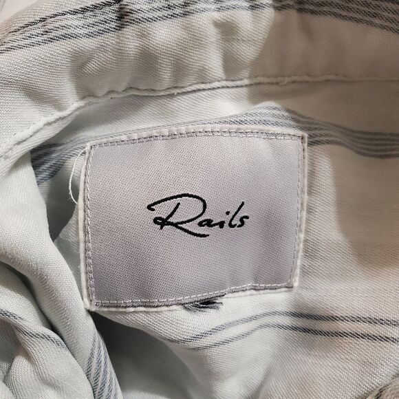 Rails White & Blue Striped Button Down Shirt (S) - Picture 7 of 7